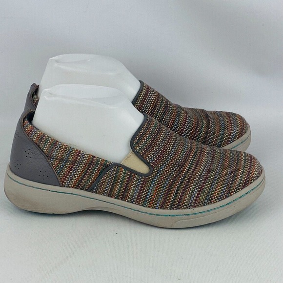 Womens 38 US 7.5-8 Dansko Belle Slip‎ On Sneakers Textured Canvas Striped Shoes - Picture 2 of 11